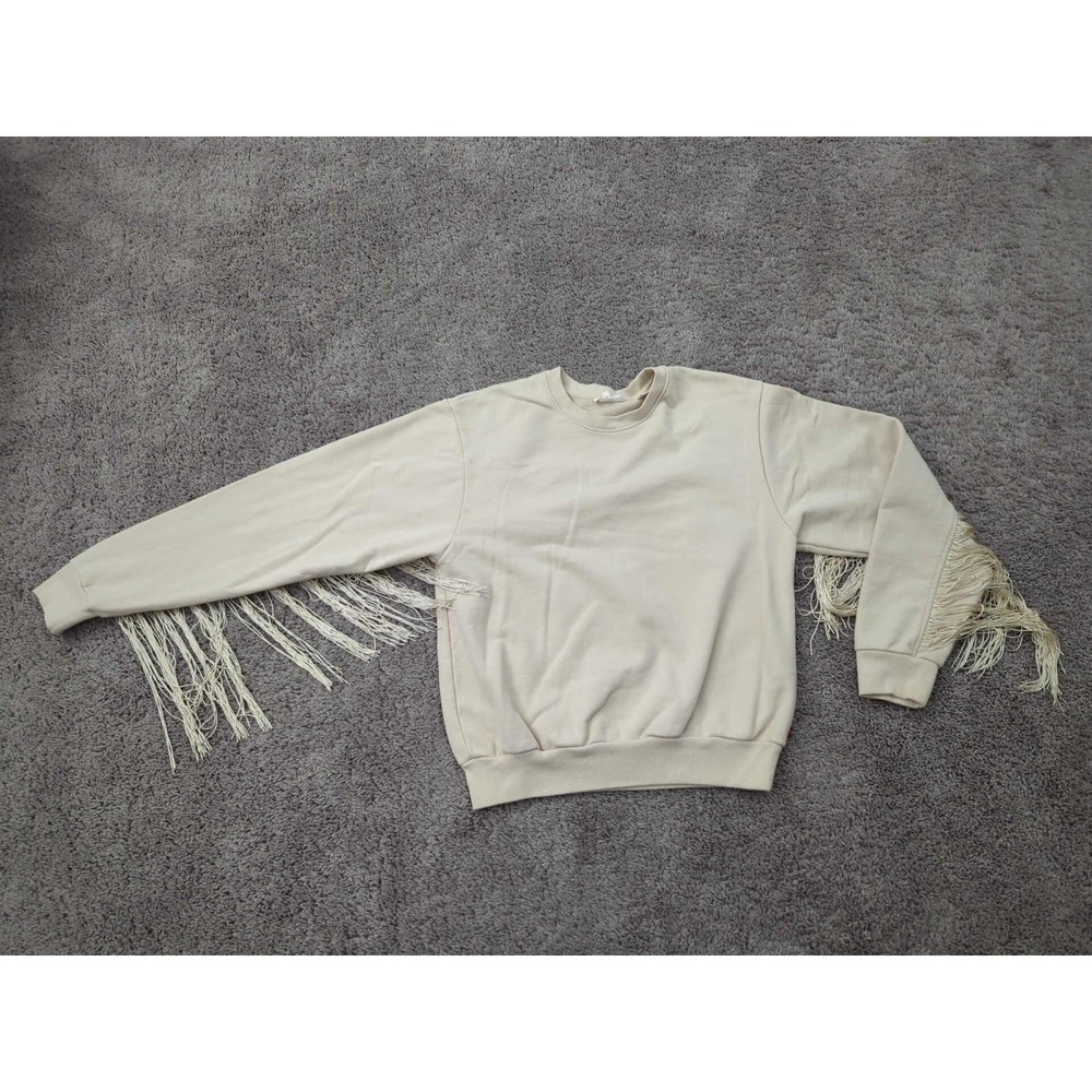Levi's Pullover Sweatshirt Womens‎ XS Cream Fringe Classic Western Yoke Cowgirl